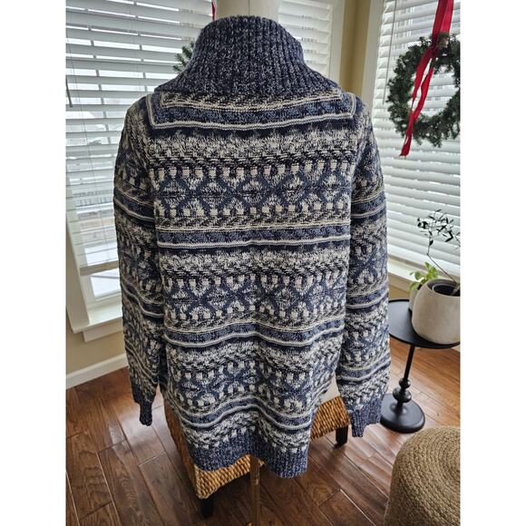 L.L Bean Marled Mock Neck Knit Cardigan Sweater Women's Size XL Zip Up - Picture 4 of 9